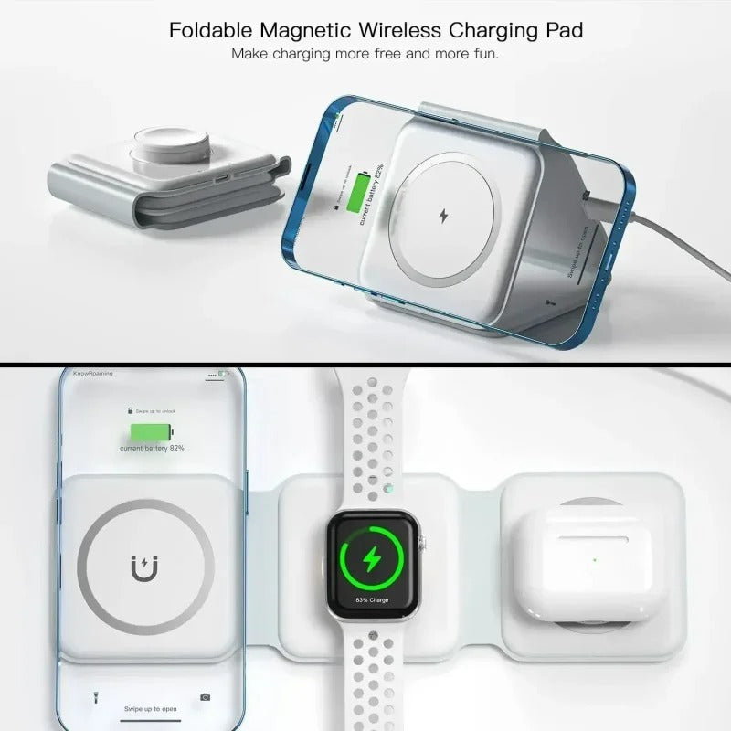 Portable 3-in-1 Fast Wireless Charger – iPhone, Watch & AirPods