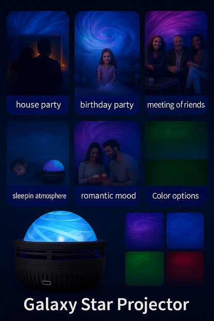 LED Galaxy Projector Night Light – Colourful Ambient Sky for Bedroom or Living Room
