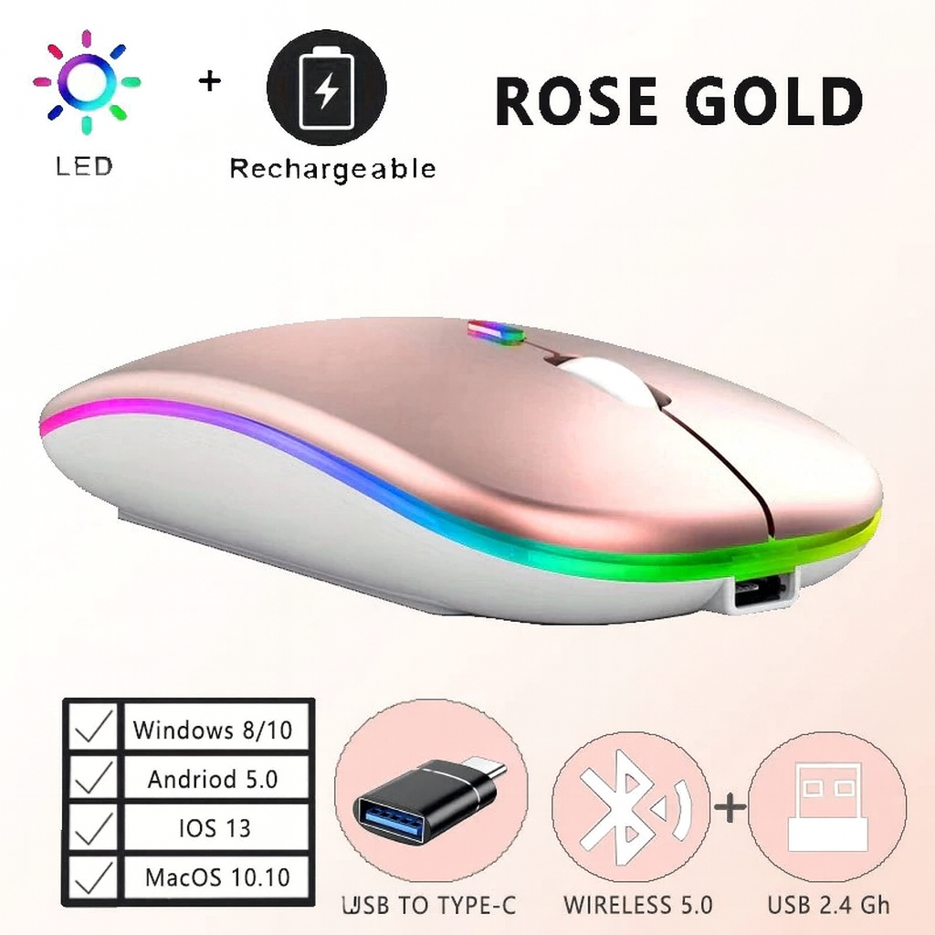 Wireless Bluetooth Mouse With USB Type C Adapter