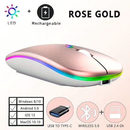 Wireless Bluetooth Mouse With USB Type C Adapter