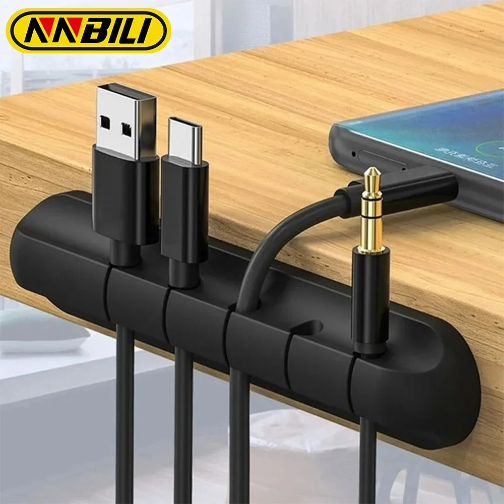 Silicone Cable Organiser - Desktop Cord Holder for USB, Chargers & Cables