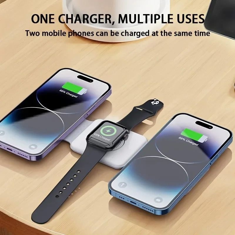 Portable 3-in-1 Fast Wireless Charger – iPhone, Watch & AirPods