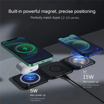 Portable 3-in-1 Fast Wireless Charger – iPhone, Watch & AirPods