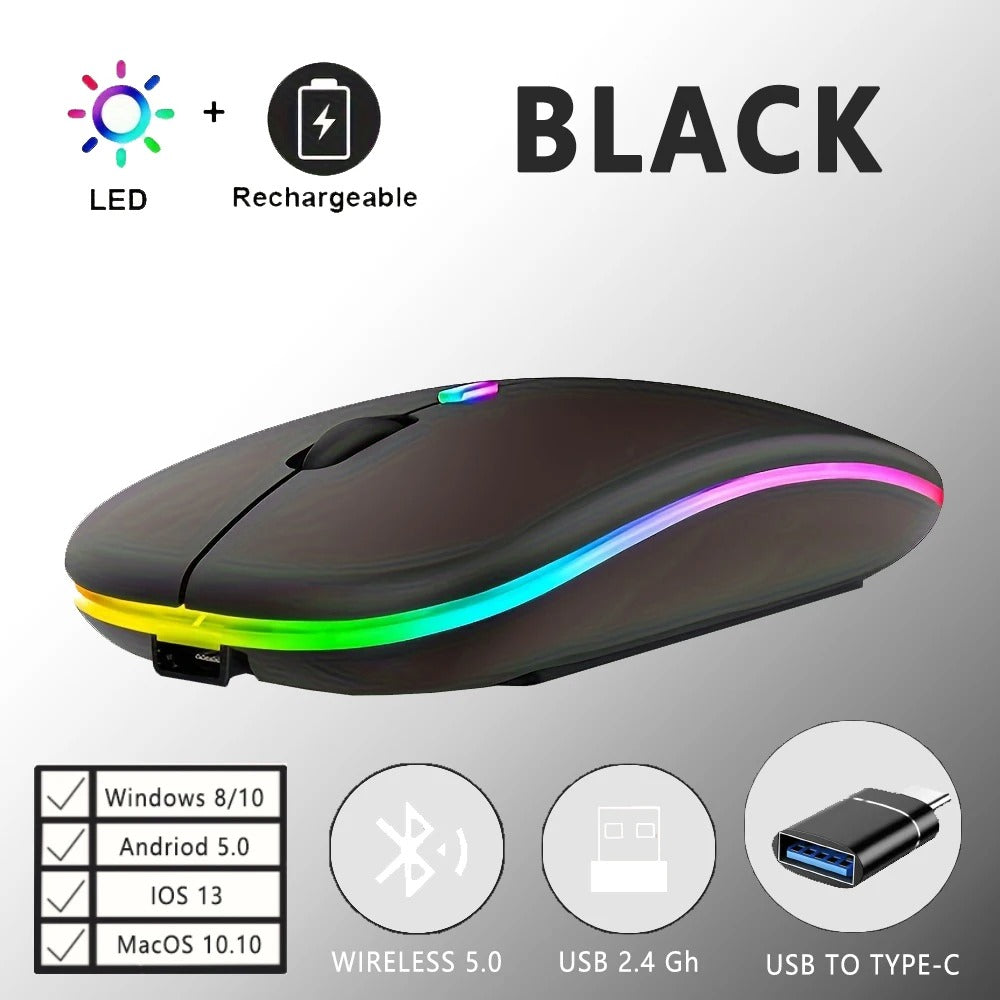 Wireless Bluetooth Mouse With USB Type C Adapter